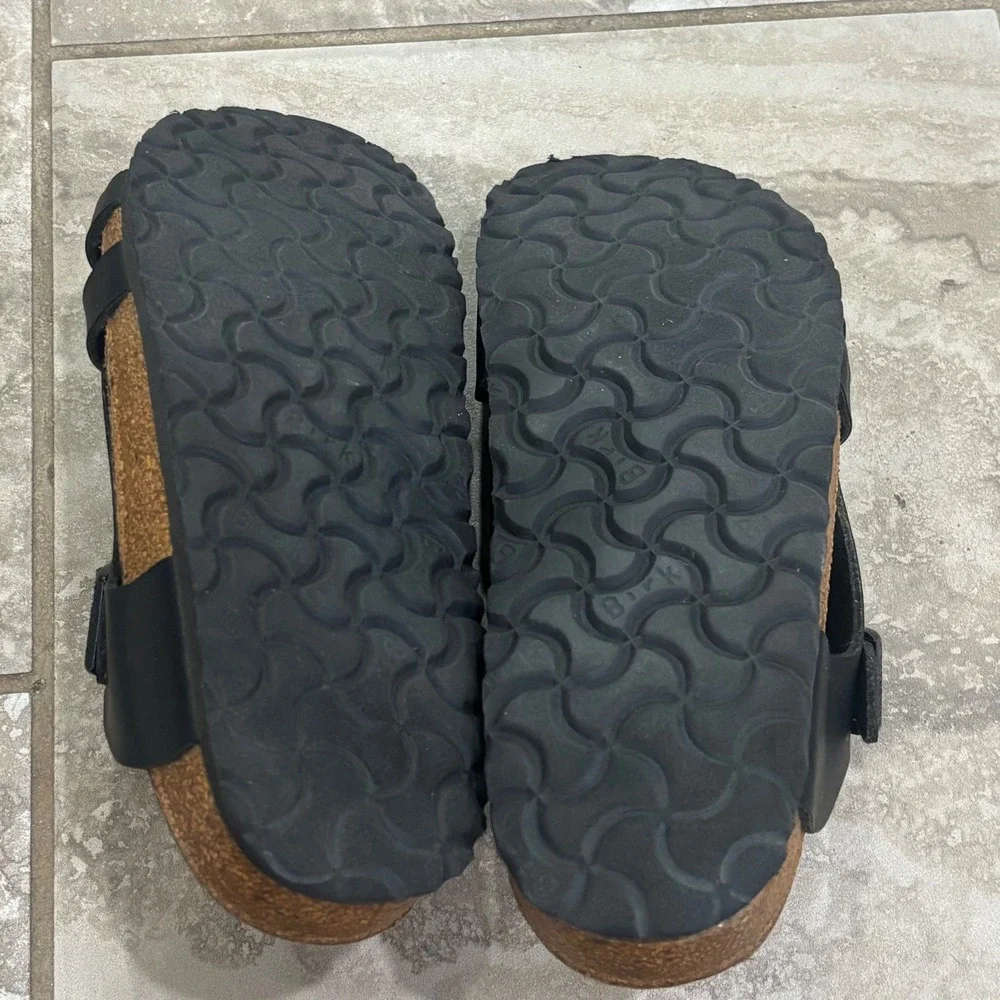 Birkenstock Salina Black Birko-Flor Multi Strap Buckle Slide Sandals Womens Sz 7